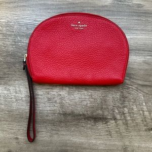 Kate Spade Red leather round wristlet